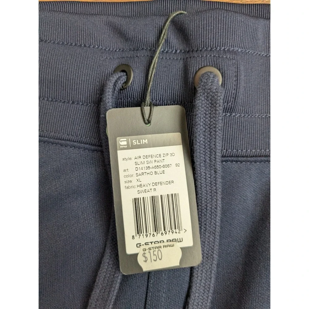 NWT $150 G-Star‎ Raw Mens Air Defence Zip 3D Slim Sweat Pants Navy
